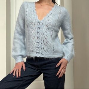 Sezane Angelo Cardigan Sweater Sky Blue Brand New without Tag